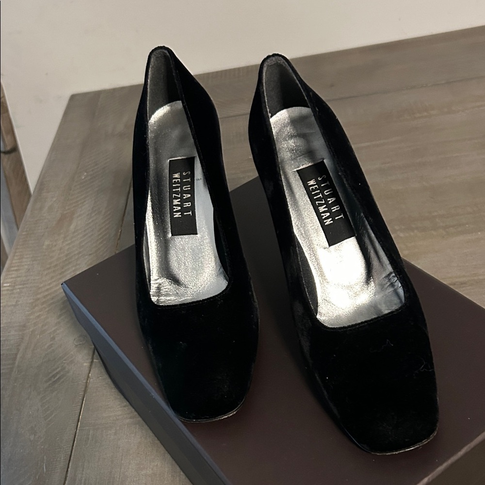 Stuart Weitzman Black Velvet Heels